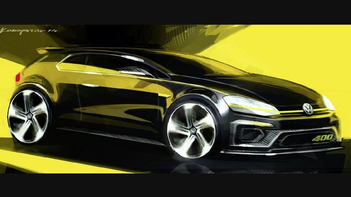 Το Golf R 400 concept διαθέτει body kit, «μυώδεις» προφυλακτήρες και μεγαλύτερους τροχούς.